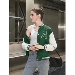 Letter Print Button Up Jacket, Women's Casual Streetwear, Women's Clothing