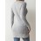 Button Decor Asymmetrical Hem T-Shirt, Casual Ribbed Long Sleeve Top For Spring & Fall, Women's Clothing