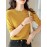 Half Sleeve Knit Swearter, Casual Crew Neck Solid Sweater For Spring & Summer, Women's Clothing