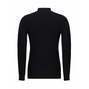 Solid Color Knit Pullover, Casual Mock Neck Long Sleeve Top For Fall & Winter, Women's Clothing