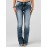 Wing Embroidery Stylist Bootcut Jeans, Mid-stretch Vintage Washed Fit Denim Pants, Women's Denim Jeans & Clothing